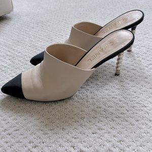 Chanel size 40 mules with pearl heels